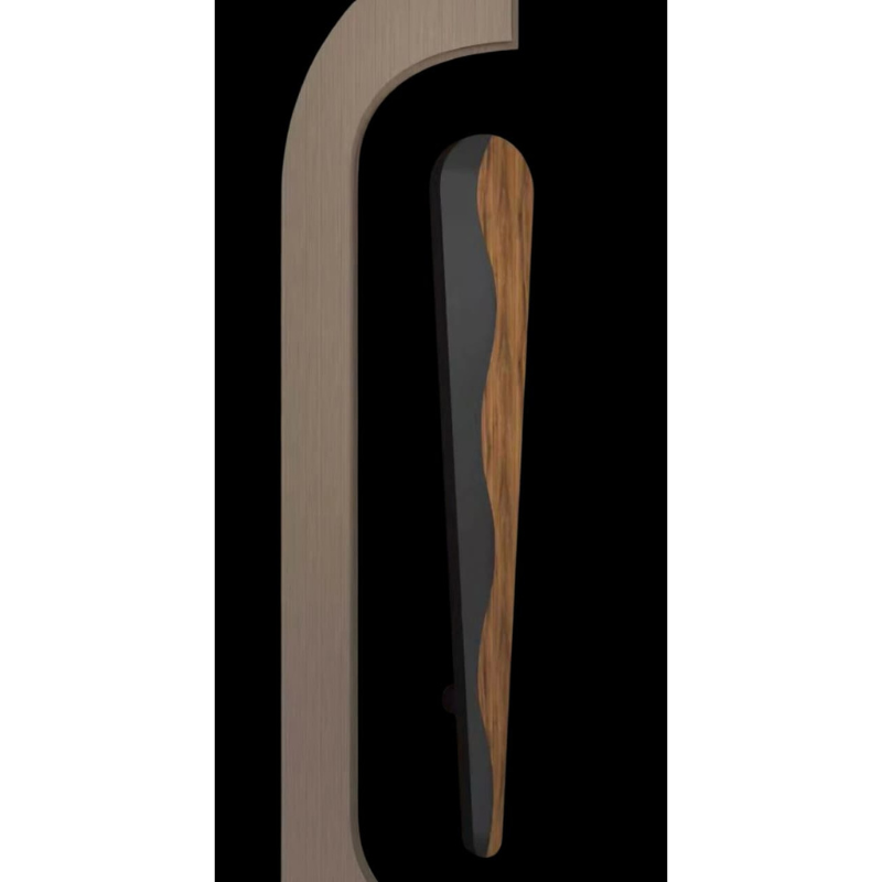 Main Door Handle Wood Black Lehar